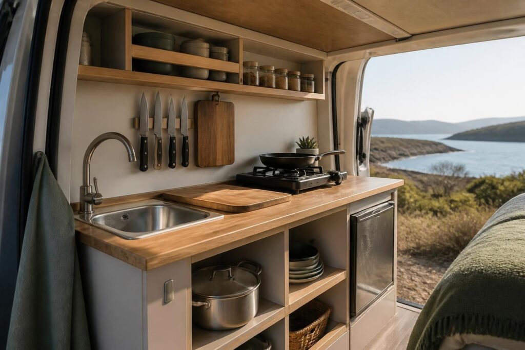 découvrez comment choisir le kit cuisine idéal pour votre van aménagé et cuisiner facilement en mobilité. nos conseils pour un espace pratique et fonctionnel.